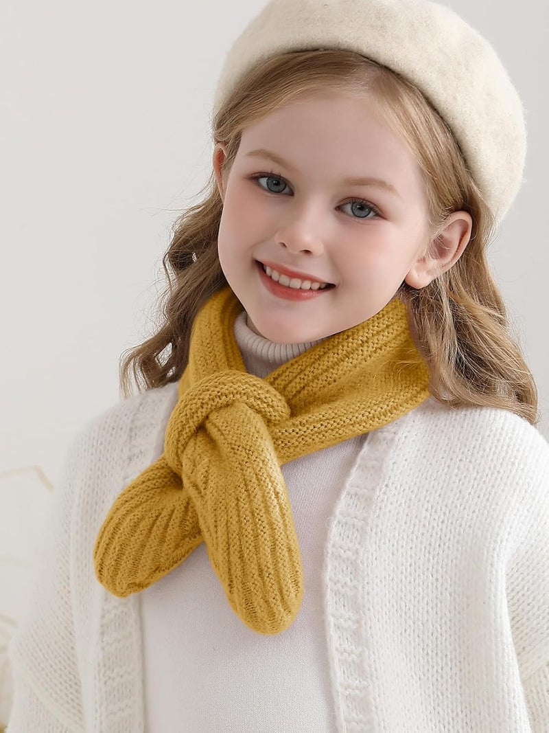 Haloumoning Kids Girls Knit Scarf Toddler Warm Winter Cross Tie Wrap Neck Warmer Cute Scarves 1-14 Years - Image 2